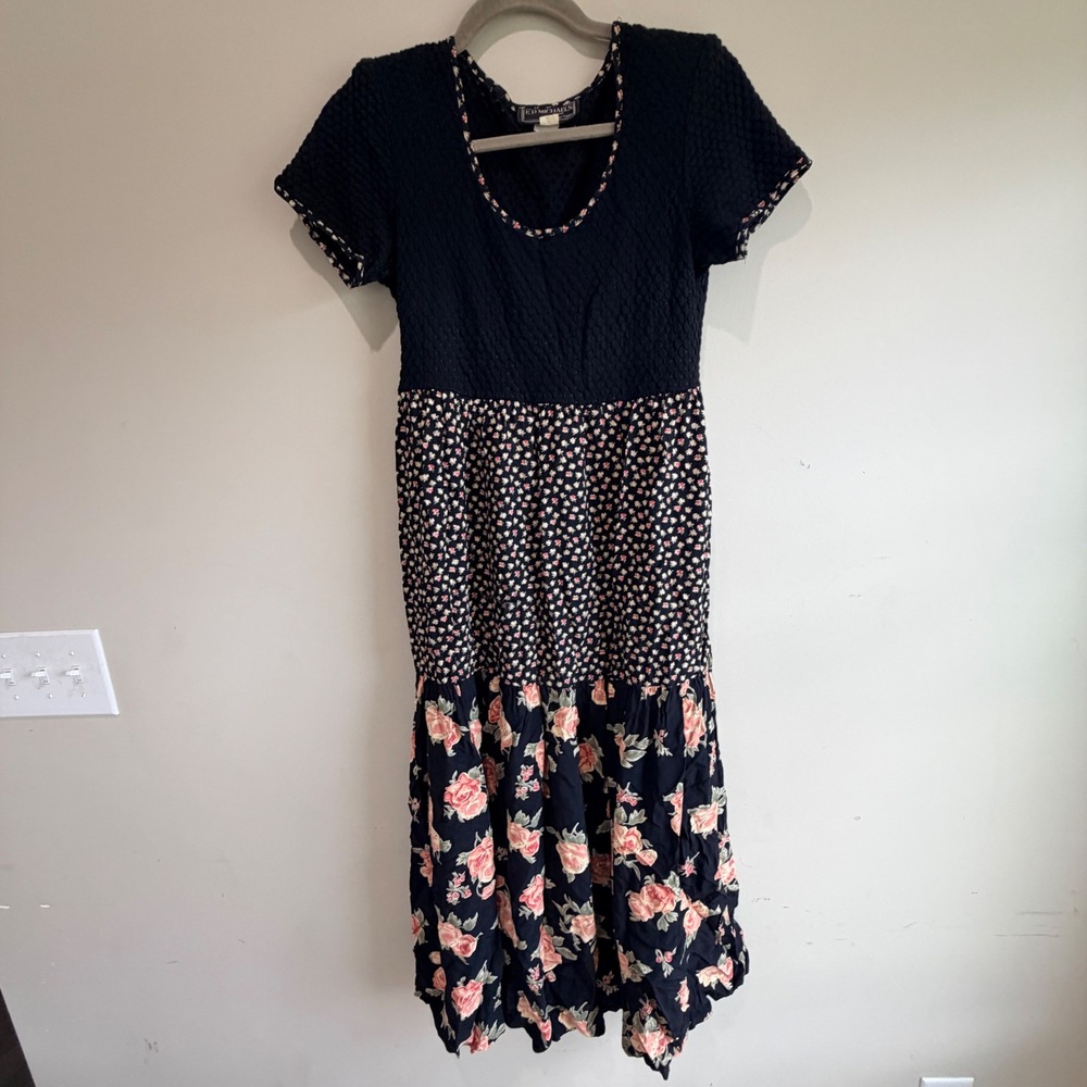 VTG ED Michaels Floral Maxi Dress Womens 4P Mixed Print Cottagecore Whimsigoth